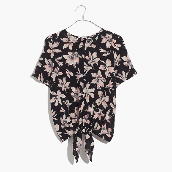 Madewell Silk Button-Back Tie Tee in Winter Orchid size xxs - Picture 5 of 10